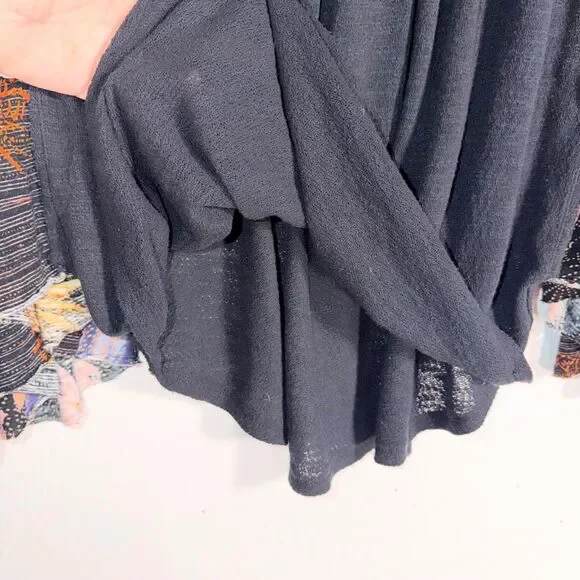 Free People We The Free Oversized Patchwork Top Batwing Boho Oversized XS - Picture 4 of 9